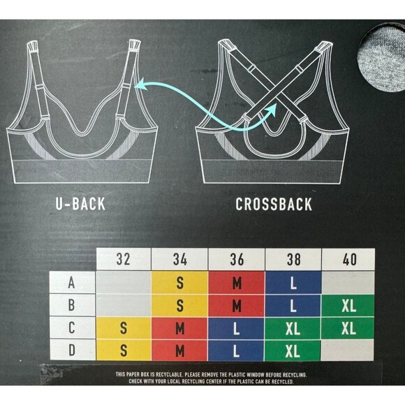 PUMA Sm 2 Pack Seamless Athletic Sports Bra Set Adjustable Cross Back Activewear - Picture 6 of 11